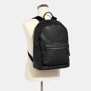 COACH - WEST BACKPACK, BLACK LEATHER
